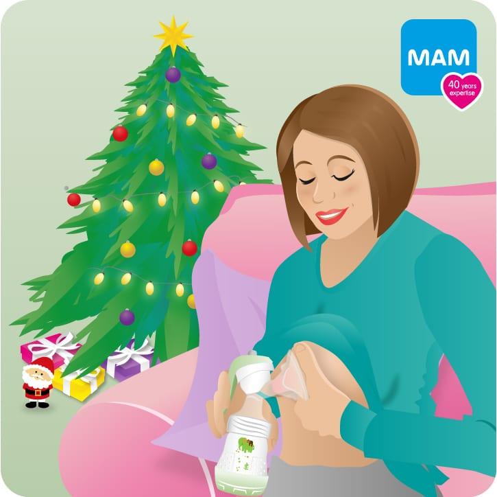Baby Christmas Breast Pump Illustration