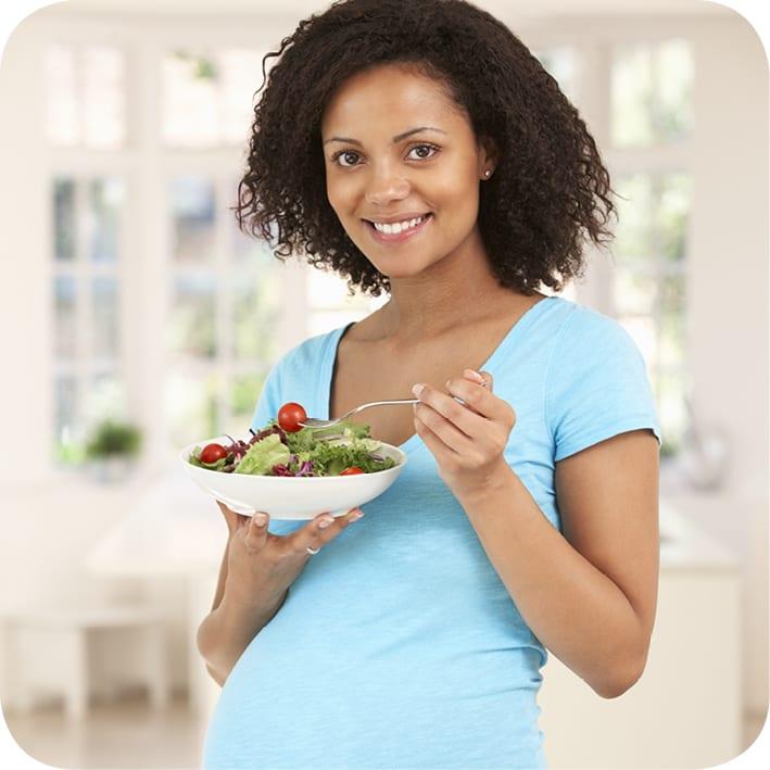 Pregnant Lady Eating Salad