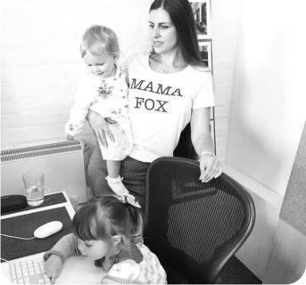 Mum in Mama Fox T-Shirt with 2 children